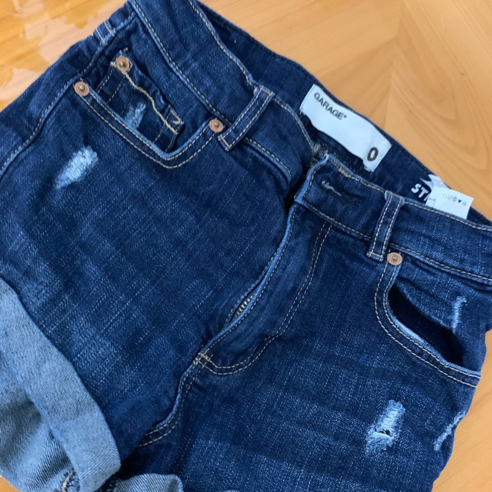 Garage dark wash denim shorts